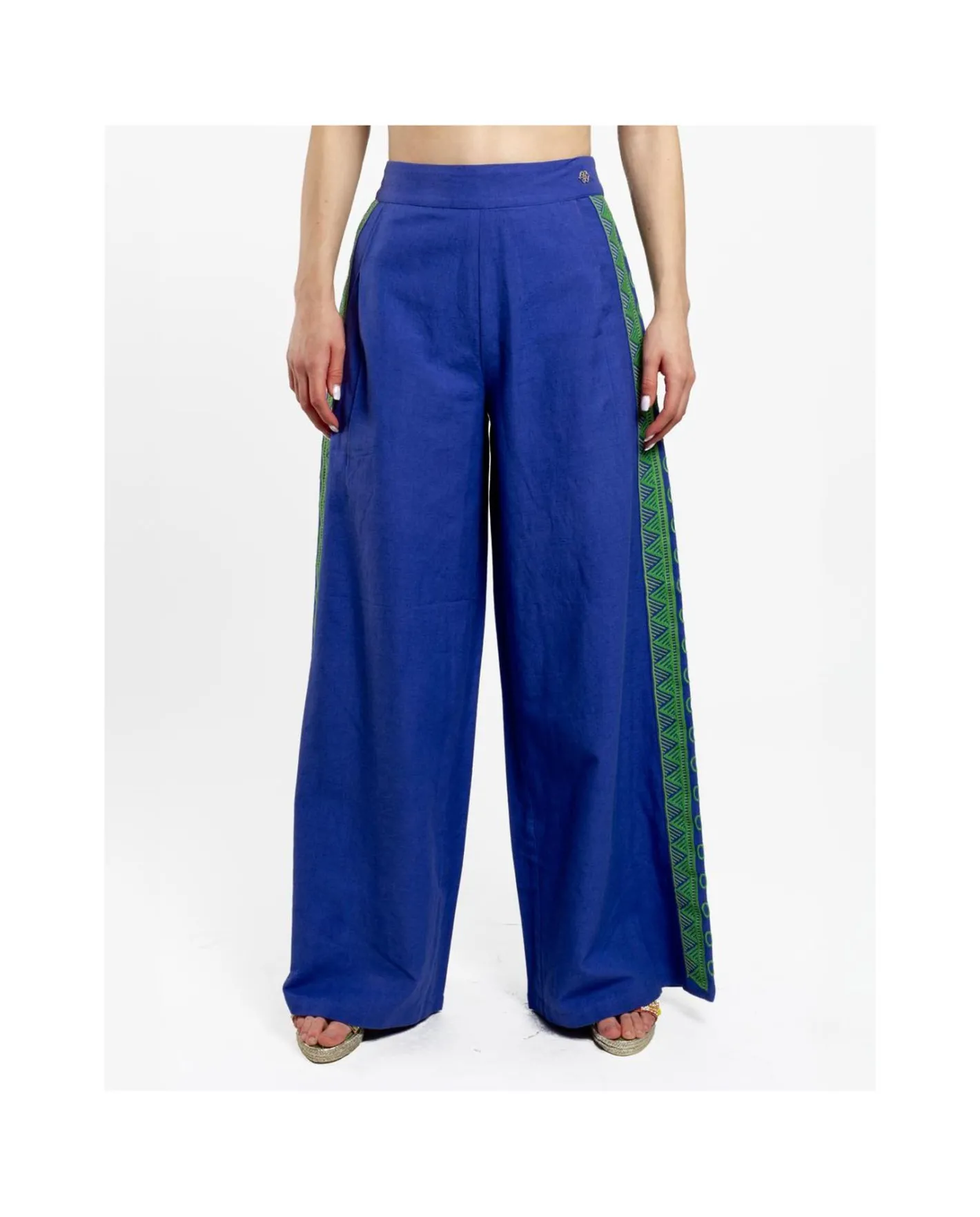 Cuplé Pantalon Palazzo Algodon Azul^Mujer Pantalones