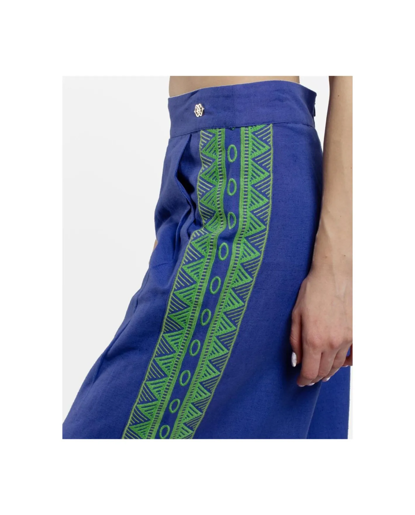 Cuplé Pantalon Palazzo Algodon Azul^Mujer Pantalones