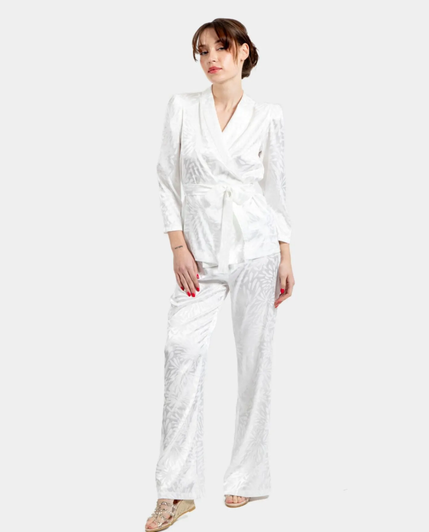 Cuplé Pantalon Recto Jacquard Blanco^Mujer Pantalones