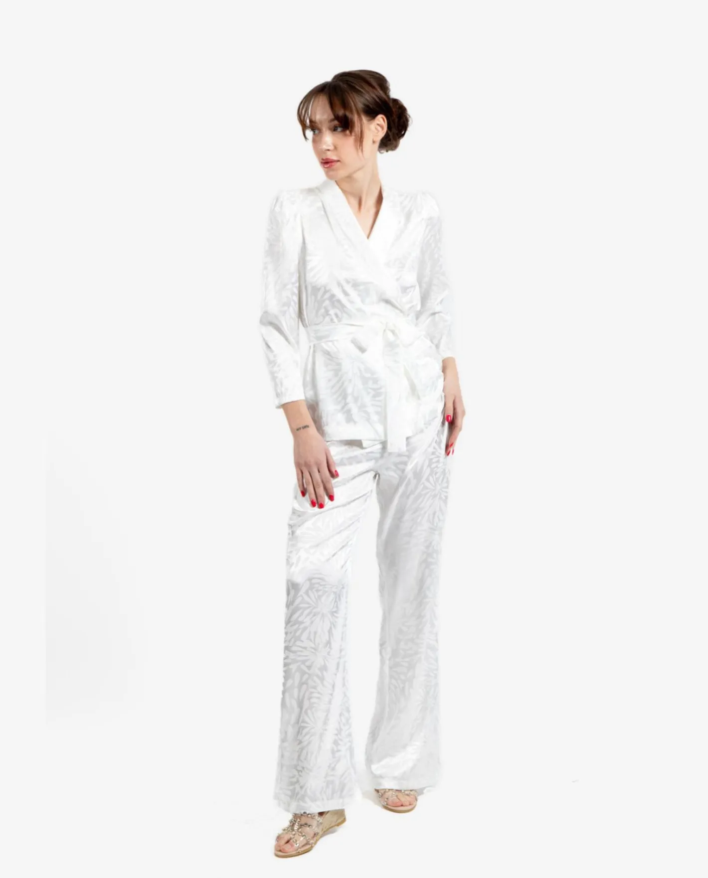 Cuplé Pantalon Recto Jacquard Blanco^Mujer Pantalones