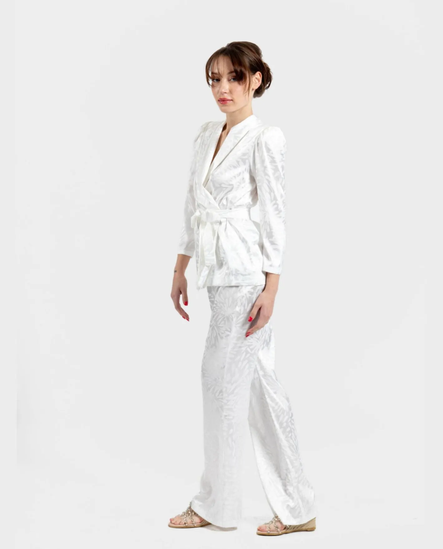 Cuplé Pantalon Recto Jacquard Blanco^Mujer Pantalones
