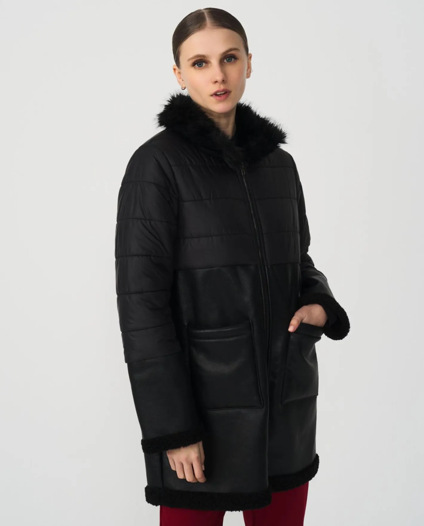 Cuplé Parka Polipiel Nylon Negro^Mujer Chaquetas Y Abrigos
