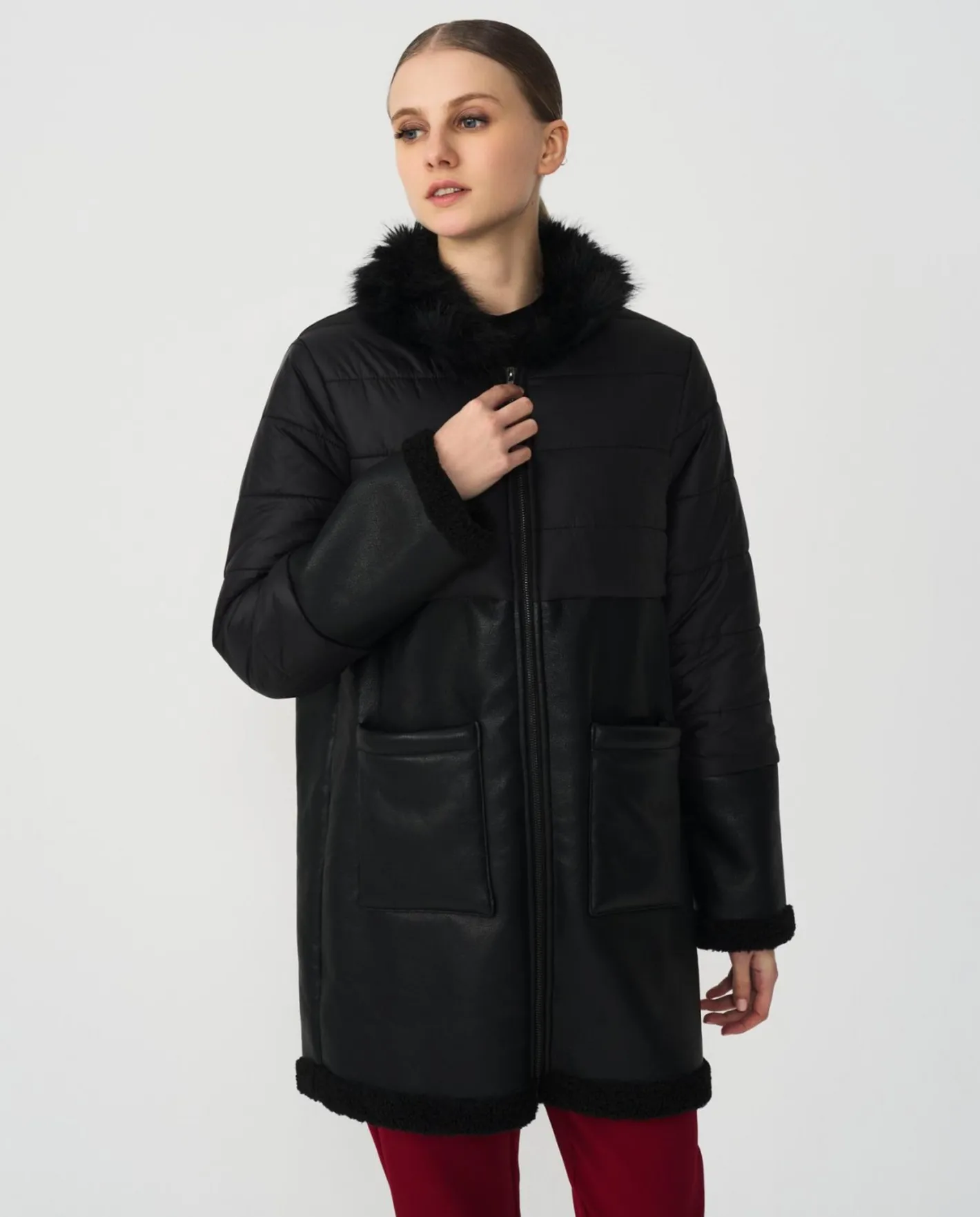 Cuplé Parka Polipiel Nylon Negro^Mujer Chaquetas Y Abrigos