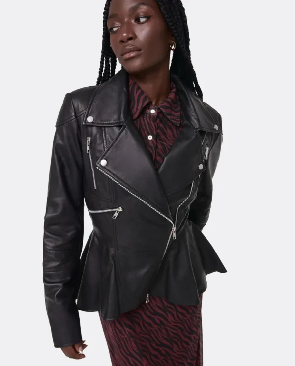 Cuplé Pelum Biker Chaqueta Piel Negro^Mujer Pelo Y Piel