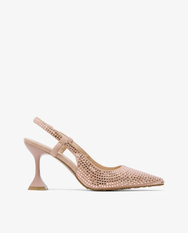 Cuplé Salon Destalonado Strass Raso Beig^Mujer Salones & Stilletos