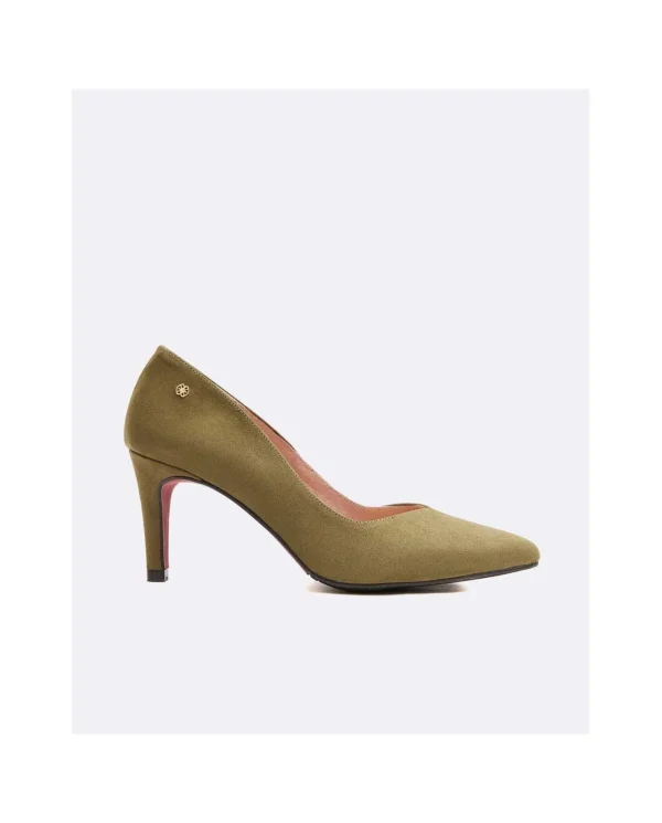 Cuplé Salon Pico Ultrasuede Kaki^Mujer Salones & Stilletos