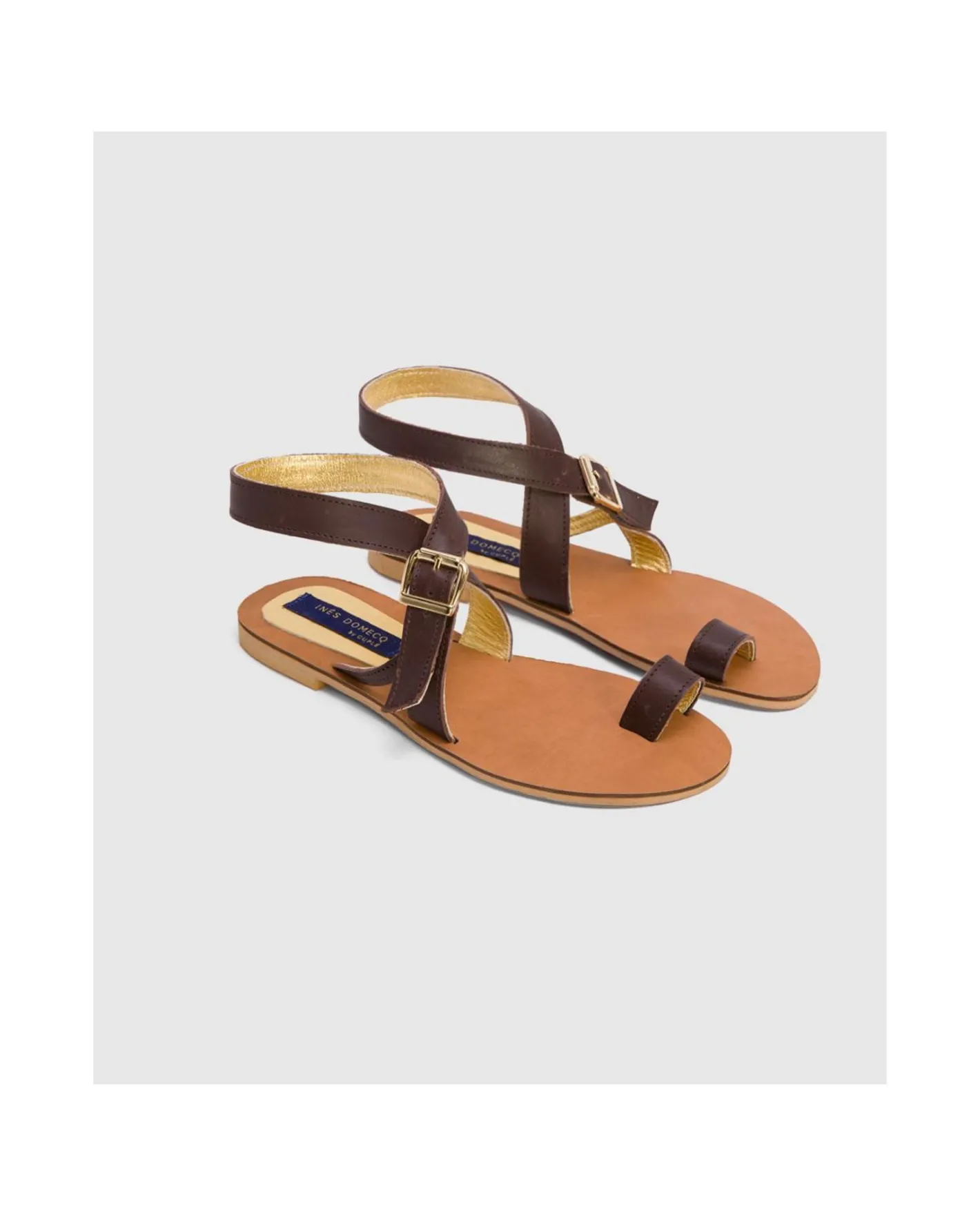 Cuplé Sandalia Las Negras Napa Marron^Mujer Zapatos Planos