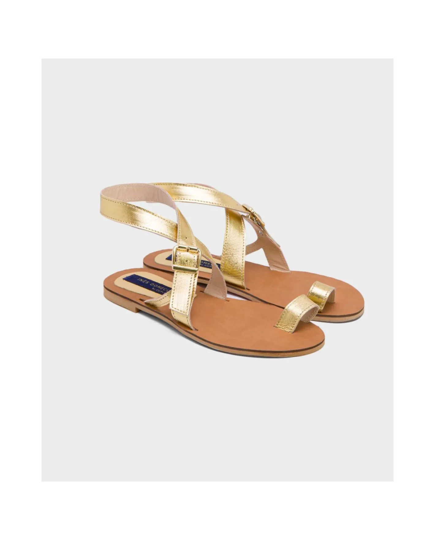 Cuplé Sandalia Las Negras Napa Oro^Mujer Zapatos Planos