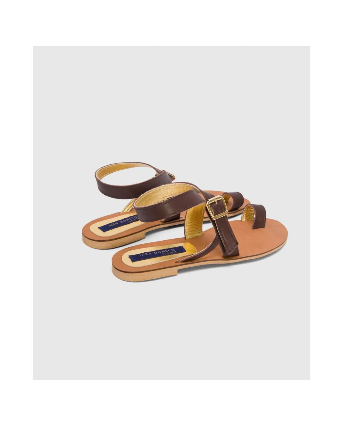 Cuplé Sandalia Las Negras Napa Marron^Mujer Zapatos Planos
