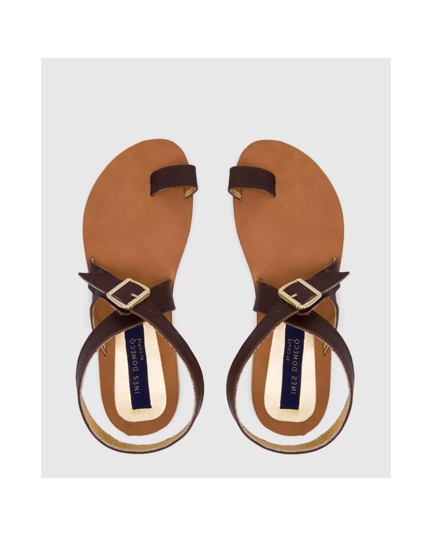 Cuplé Sandalia Las Negras Napa Marron^Mujer Zapatos Planos