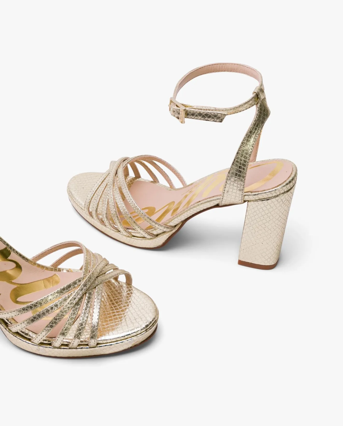 Cuplé Sandalia Plataforma Tiras Serpiente Oro^Mujer Sandalias