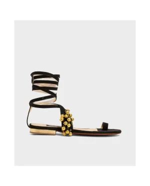 Cuplé Sandalia Ronda Plana Ultrasuede Negro^Mujer Zapatos Planos