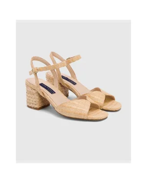 Cuplé Sandalia Sanlucar Rafia Cuero^Mujer Zapatos Tacón