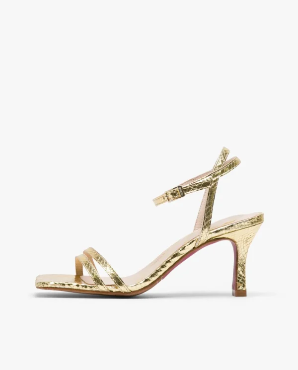 Cuplé Sandalia Tiras Serpiente Oro^Mujer Sandalias