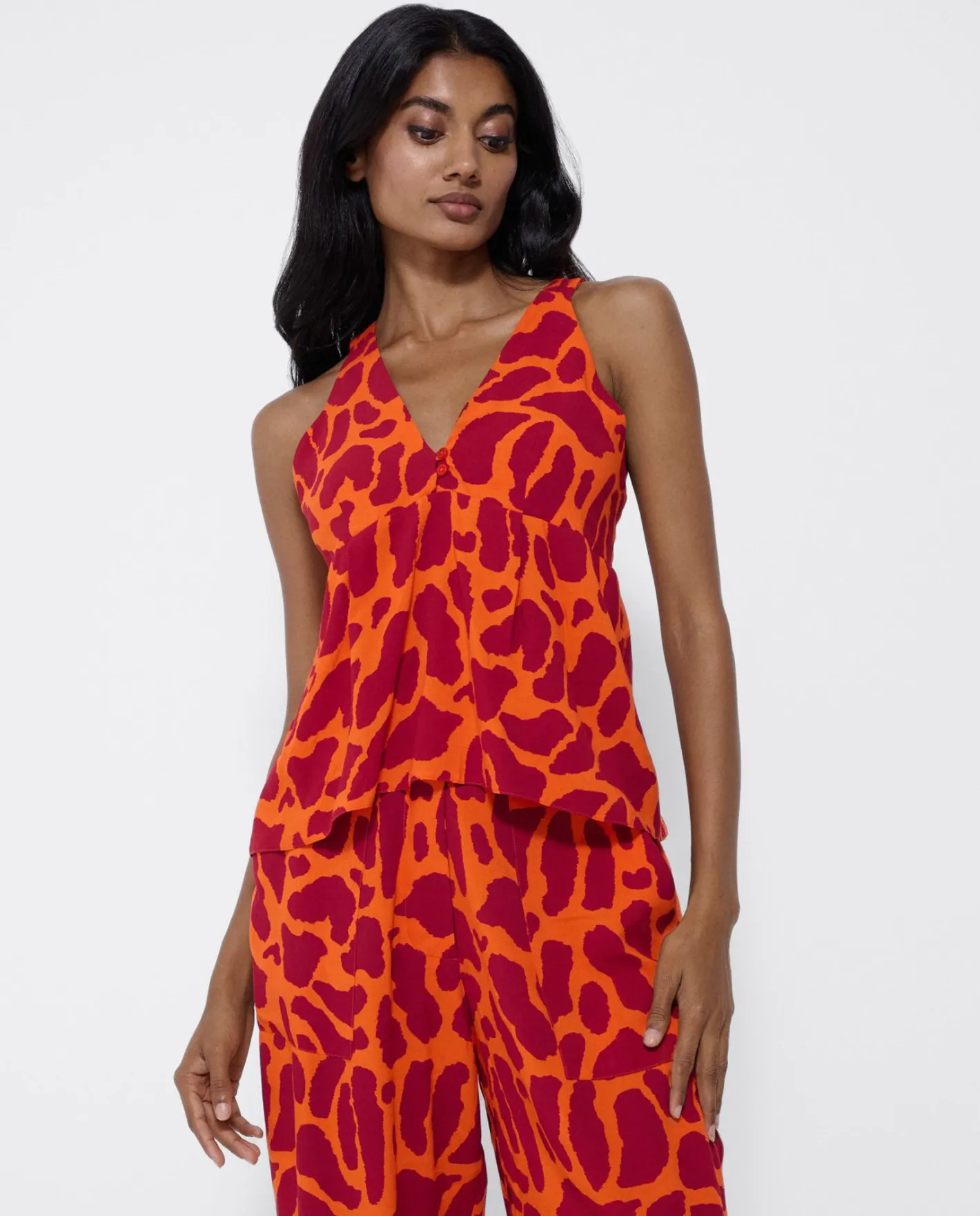 Cuplé Top Botones Crep Estampado Jirafa^Mujer Camisas Y Tops