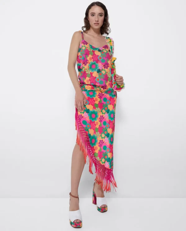 Cuplé Top Tirantes Saten Estampado Flores^Mujer Camisas Y Tops