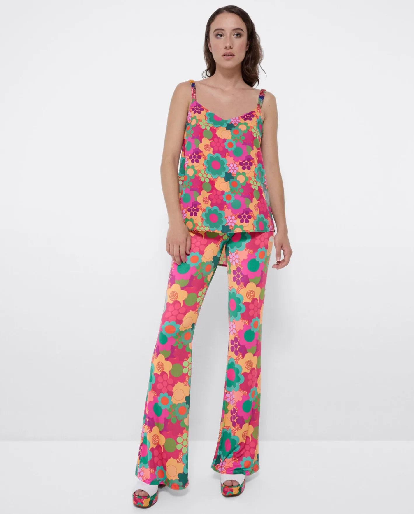 Cuplé Top Tirantes Saten Estampado Flores^Mujer Camisas Y Tops