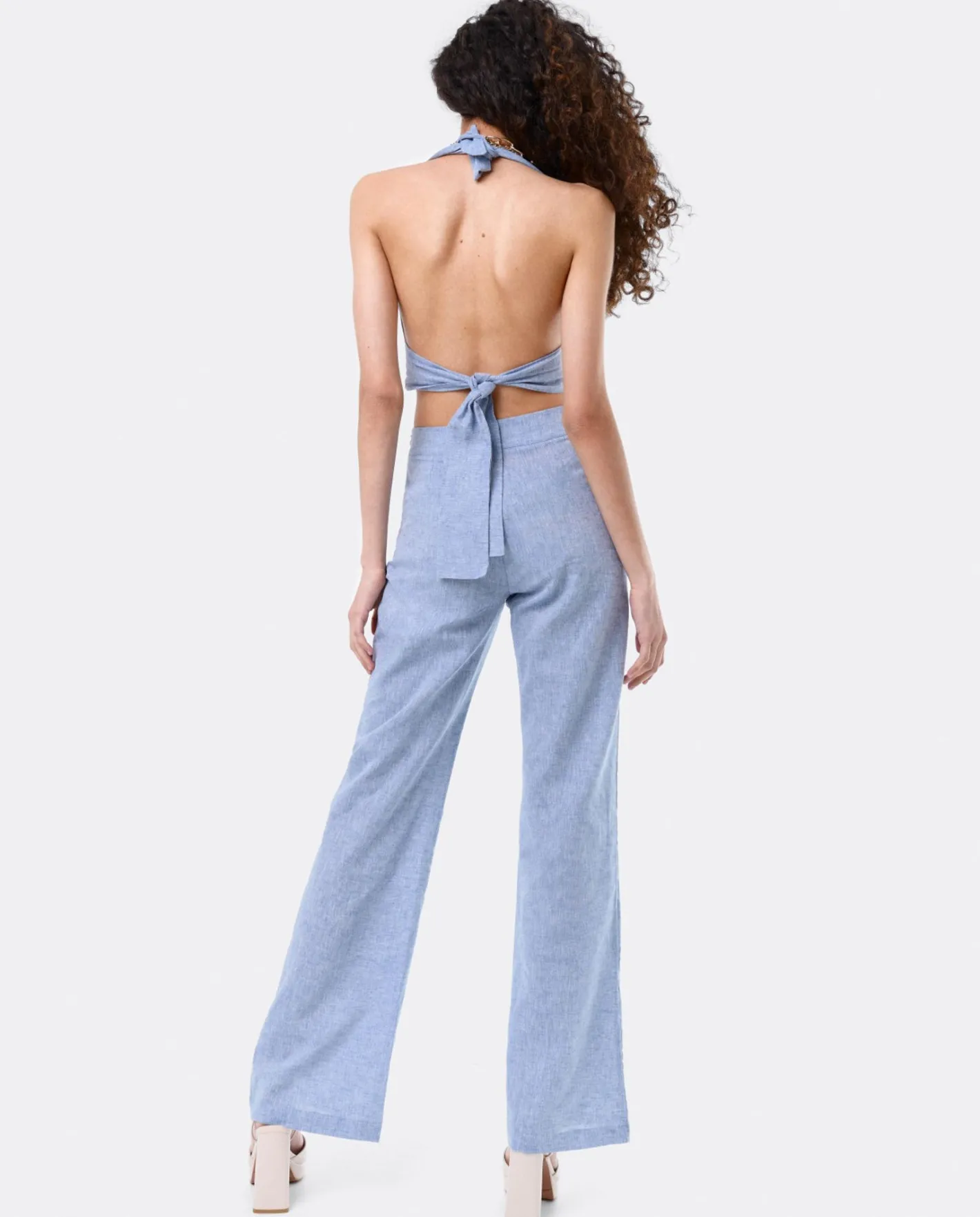 Cuplé Top Triangular Lino Azul^Mujer Camisas Y Tops