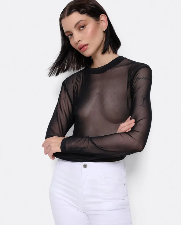 Cuplé Top Tul Negro^Mujer Camisas Y Tops