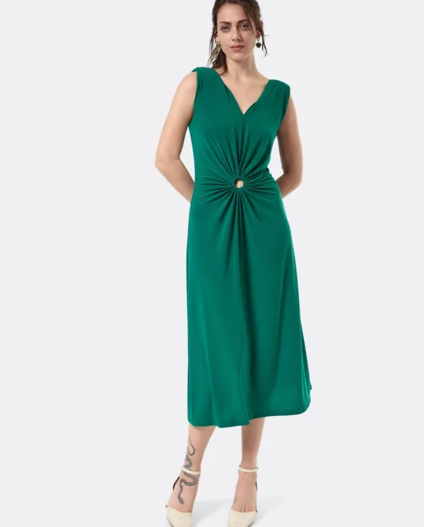Cuplé Vestido Aro Cintura Punto Verde^Mujer Vestidos