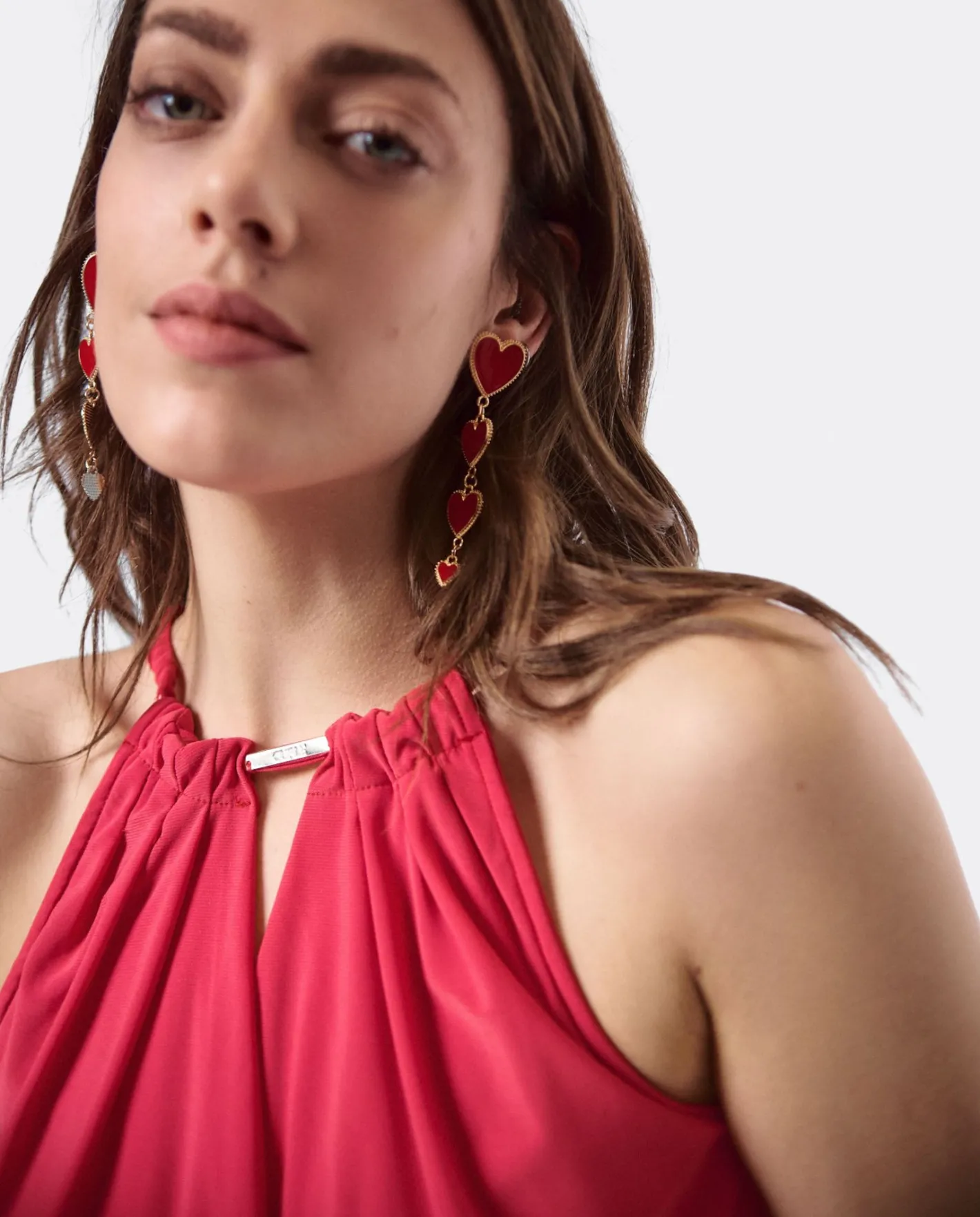 Cuplé Vestido Asimetrico Cola Punto Circular Coral^Mujer Vestidos