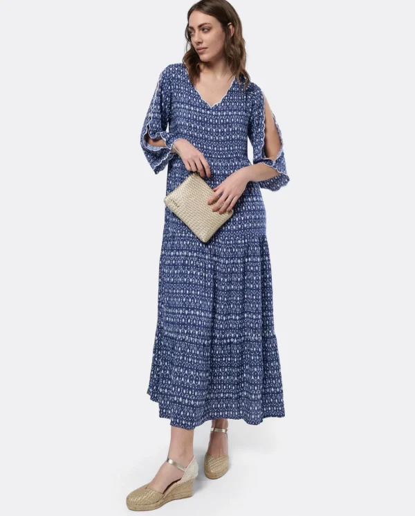 Cuplé Vestido Boho Viscosa Geometrico Azul^Mujer Vestidos