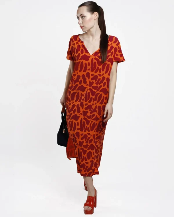 Cuplé Vestido Bolsillos Algodon Estampado Jirafa^Mujer Vestidos