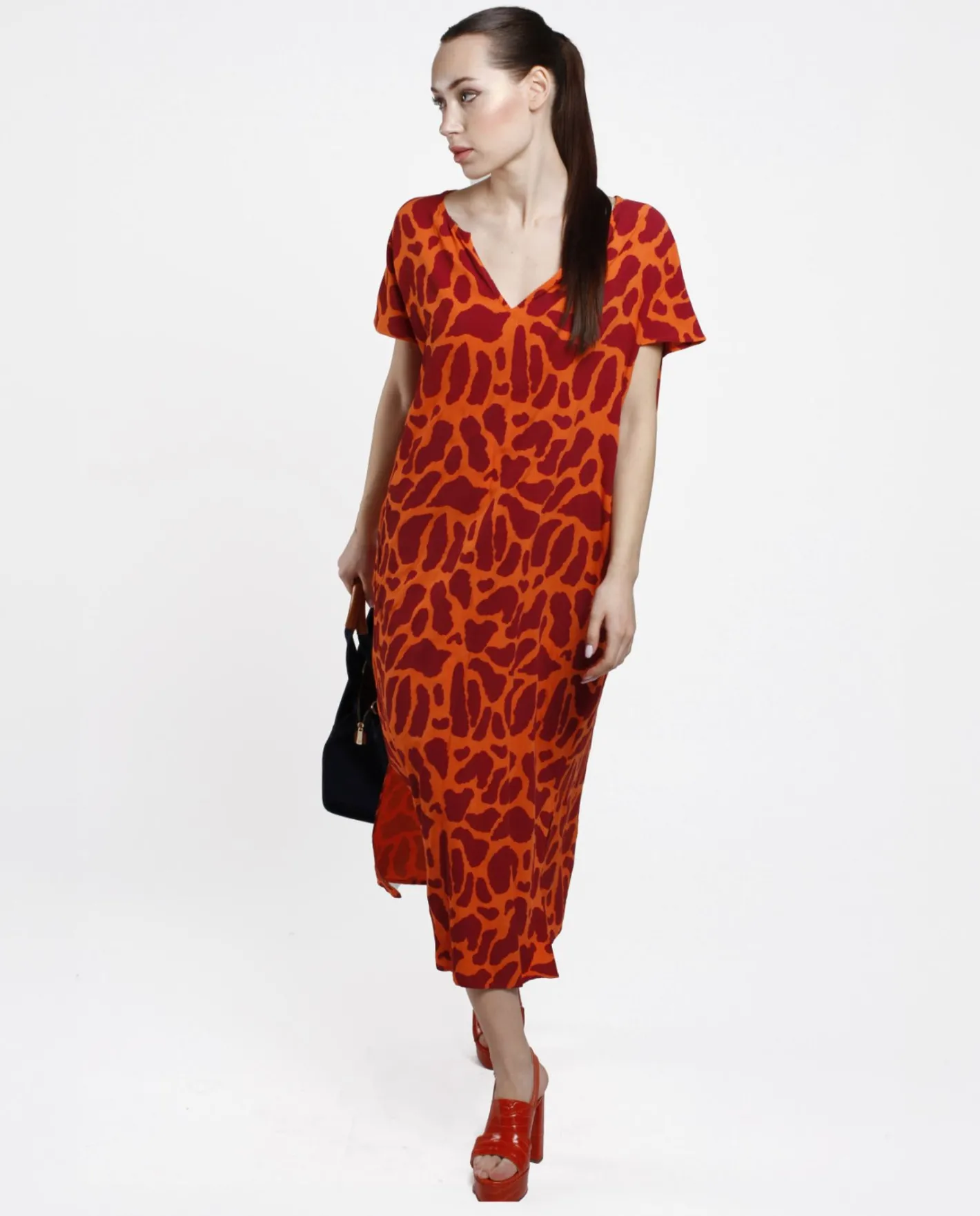Cuplé Vestido Bolsillos Algodon Estampado Jirafa^Mujer Vestidos