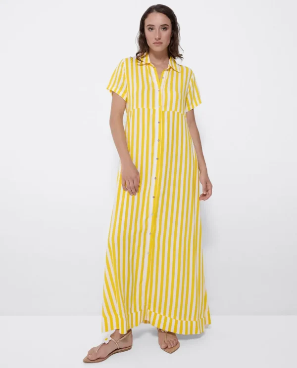 Cuplé Vestido Camisero Largo Viscosa Amarillo^Mujer Vestidos