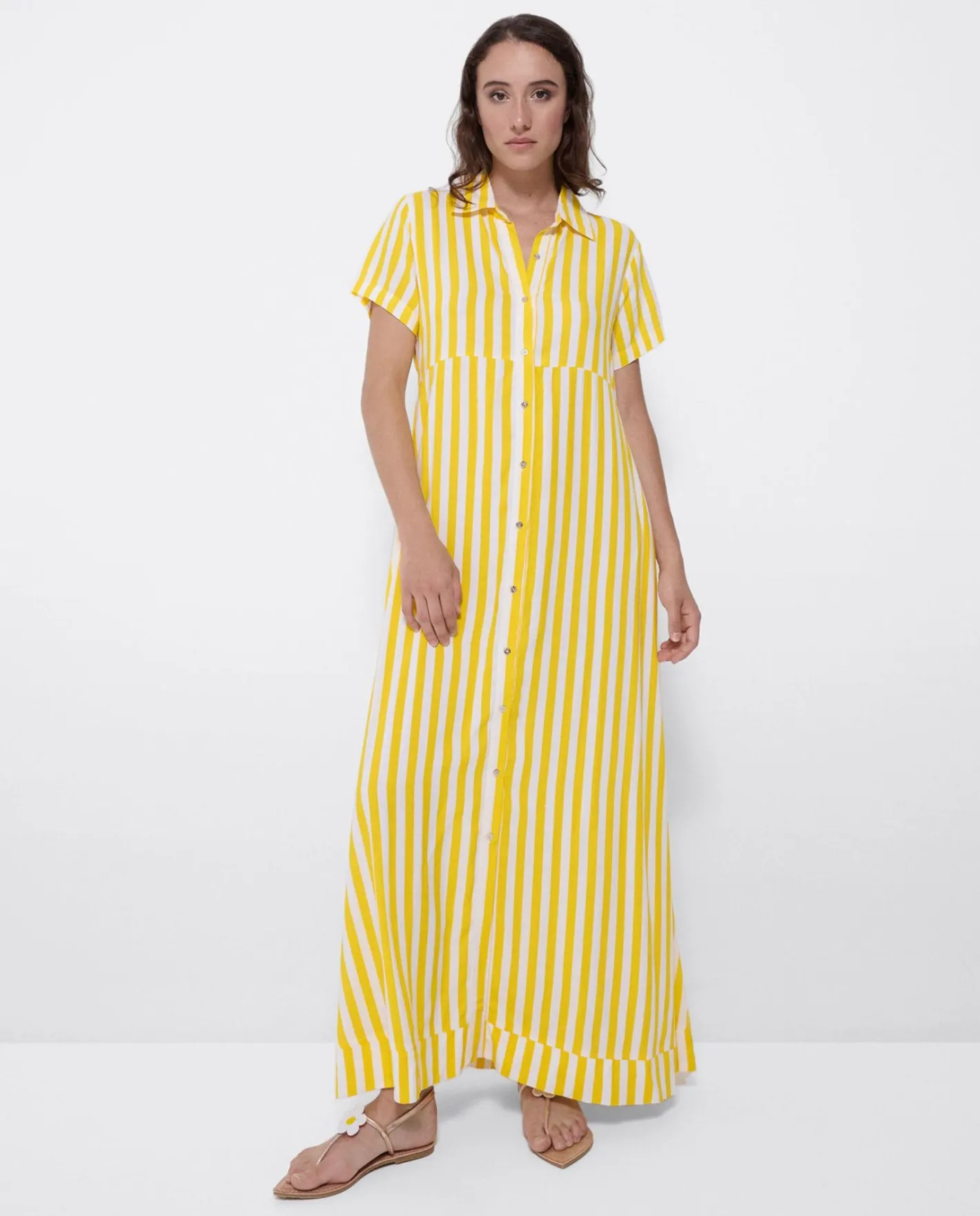 Cuplé Vestido Camisero Largo Viscosa Amarillo^Mujer Vestidos