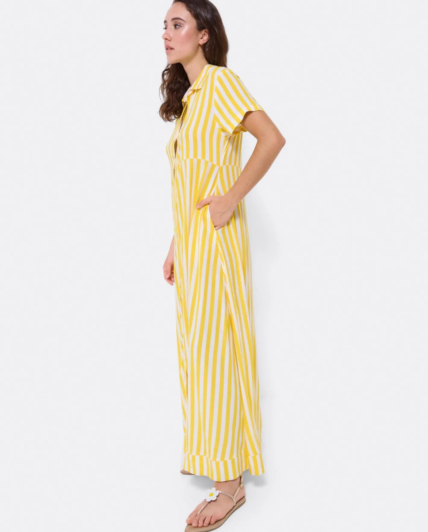 Cuplé Vestido Camisero Largo Viscosa Amarillo^Mujer Vestidos