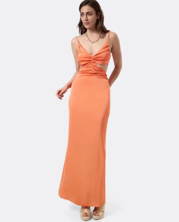 Cuplé Vestido Escote Drap Sedin Naranja^Mujer Vestidos