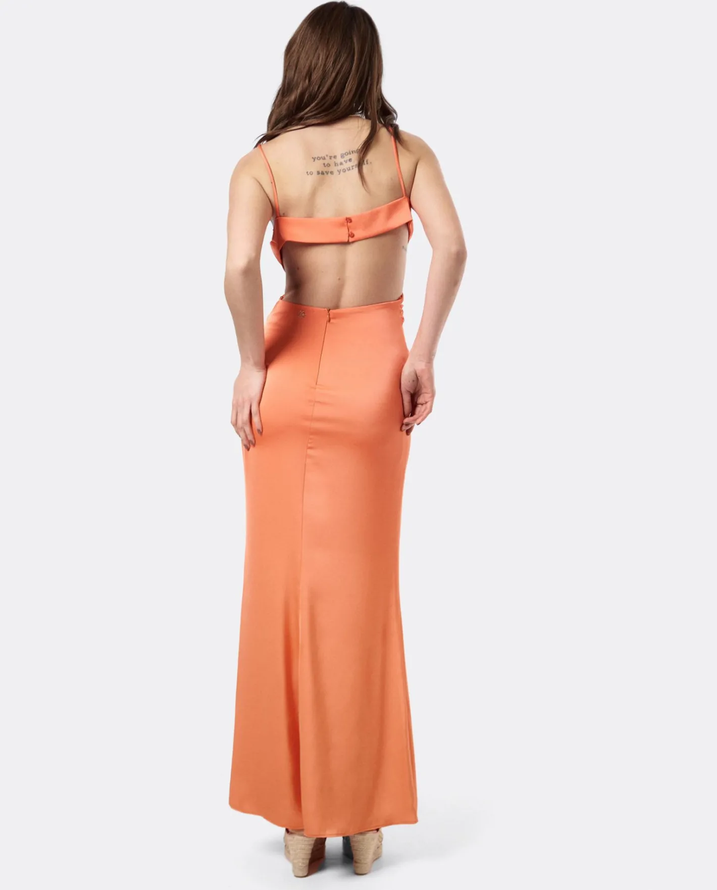Cuplé Vestido Escote Drap Sedin Naranja^Mujer Vestidos