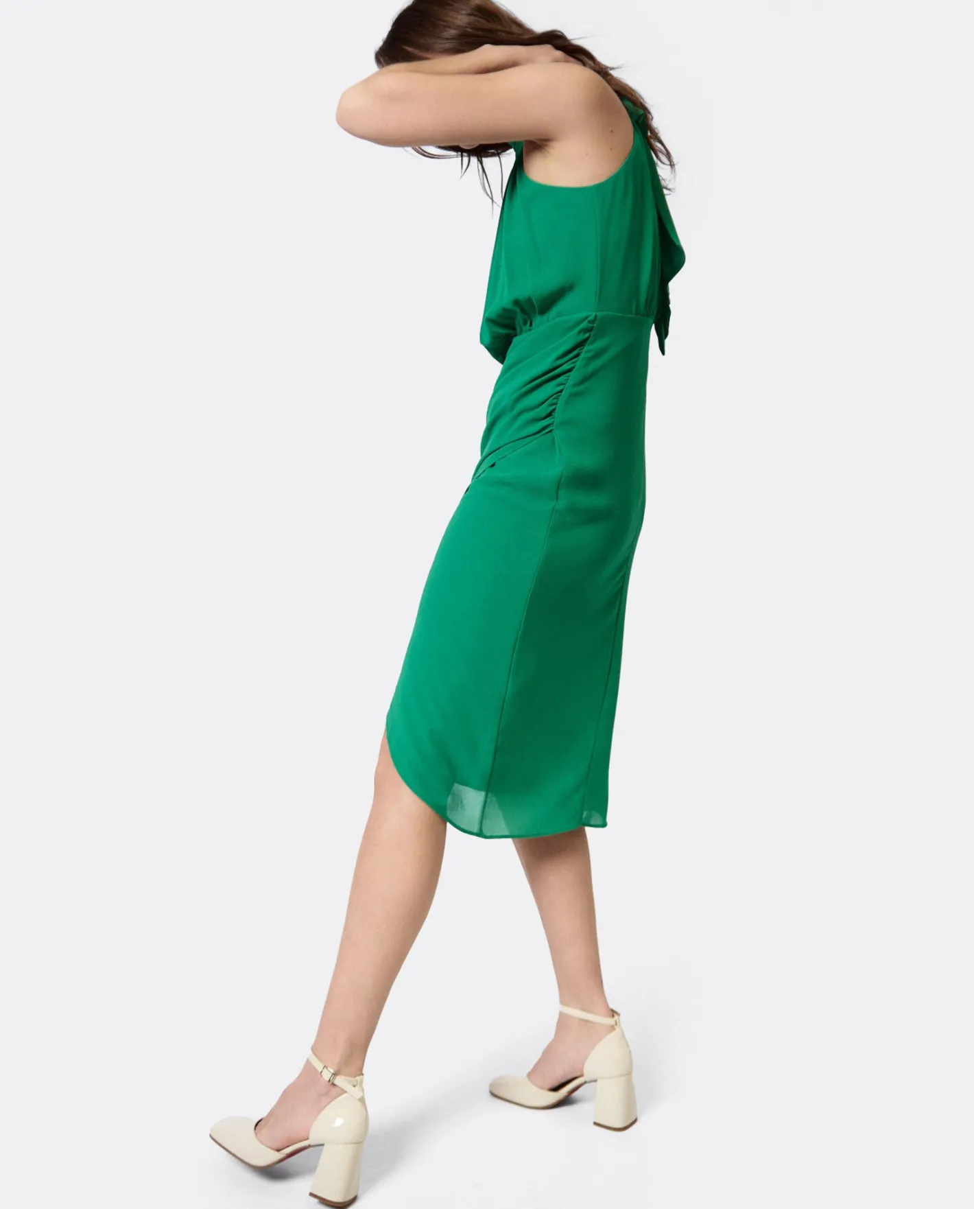 Cuplé Vestido Escote Halter Gasa Verde^Mujer Vestidos