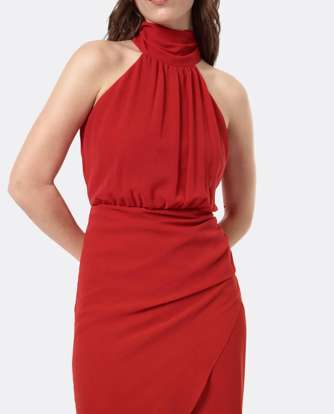 Cuplé Vestido Escote Halter Gasa Rojo^Mujer Vestidos