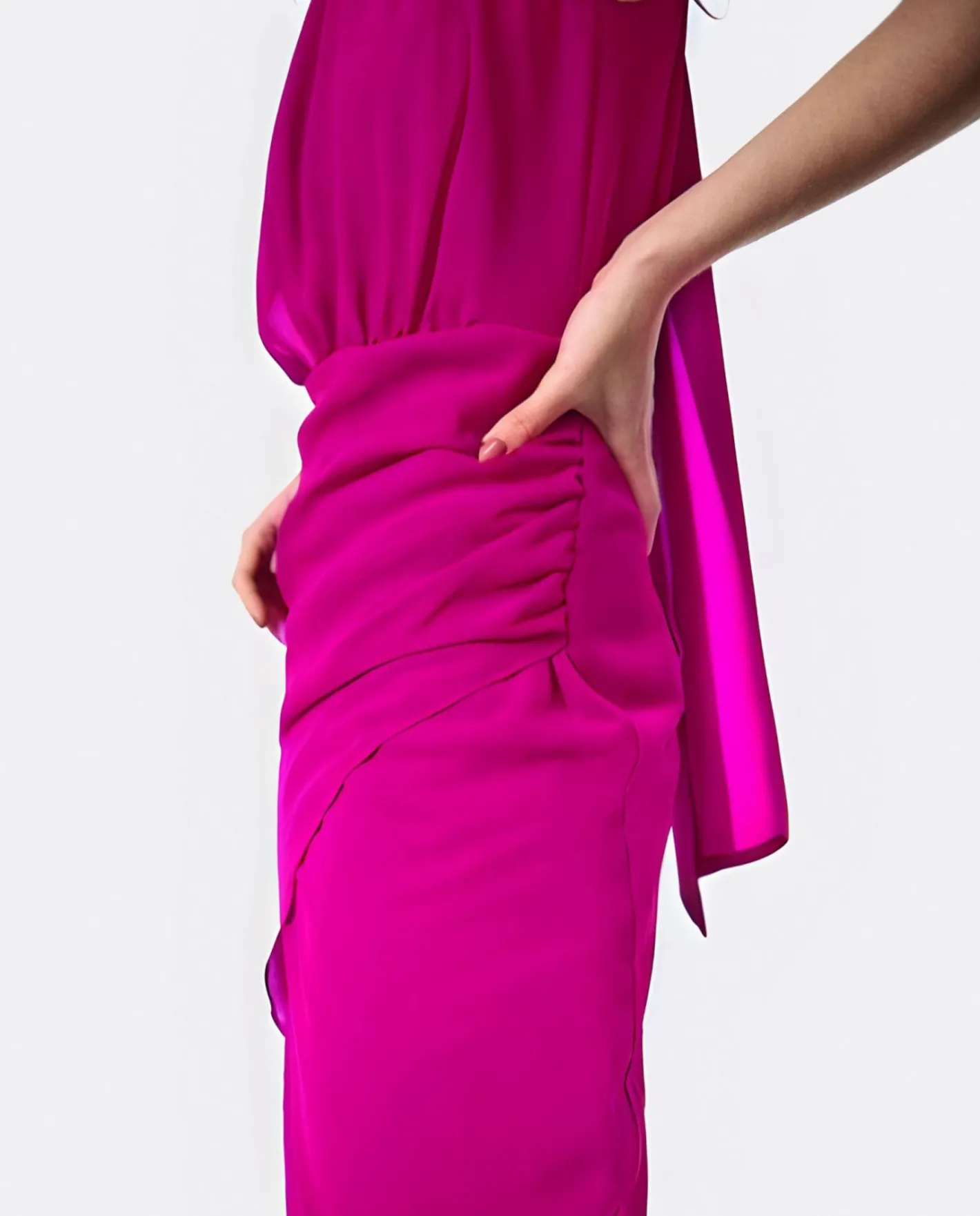 Cuplé Vestido Escote Halter Gasa Fucsia^Mujer Vestidos