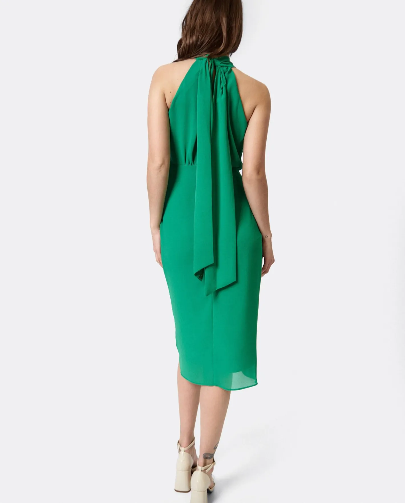 Cuplé Vestido Escote Halter Gasa Verde^Mujer Vestidos