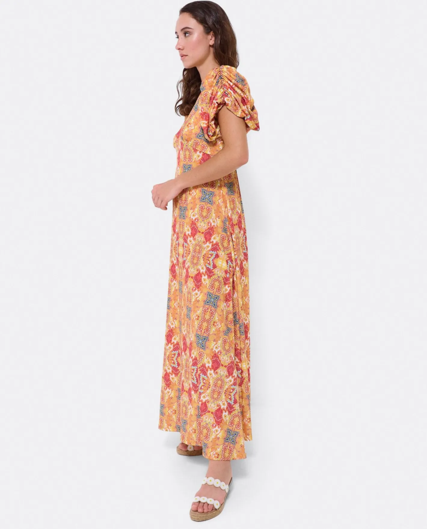 Cuplé Vestido Manga Abullonada Punto Estampado Cachemira^Mujer Vestidos