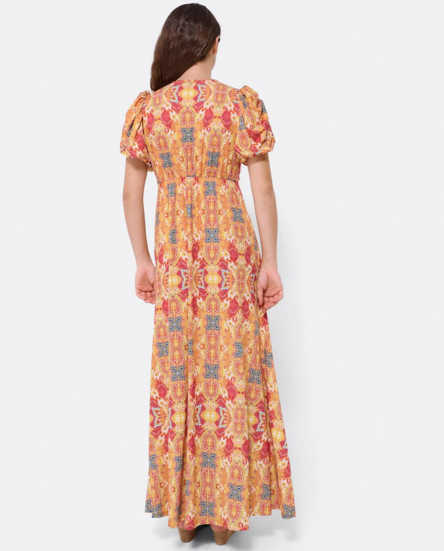 Cuplé Vestido Manga Abullonada Punto Estampado Cachemira^Mujer Vestidos