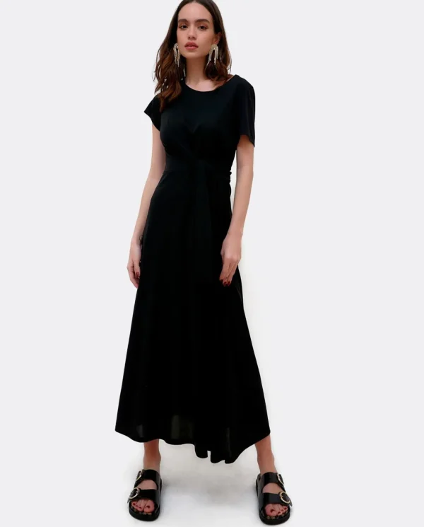 Cuplé Vestido Manga Corta Nudo Delantero Punto Circular^Mujer Vestidos
