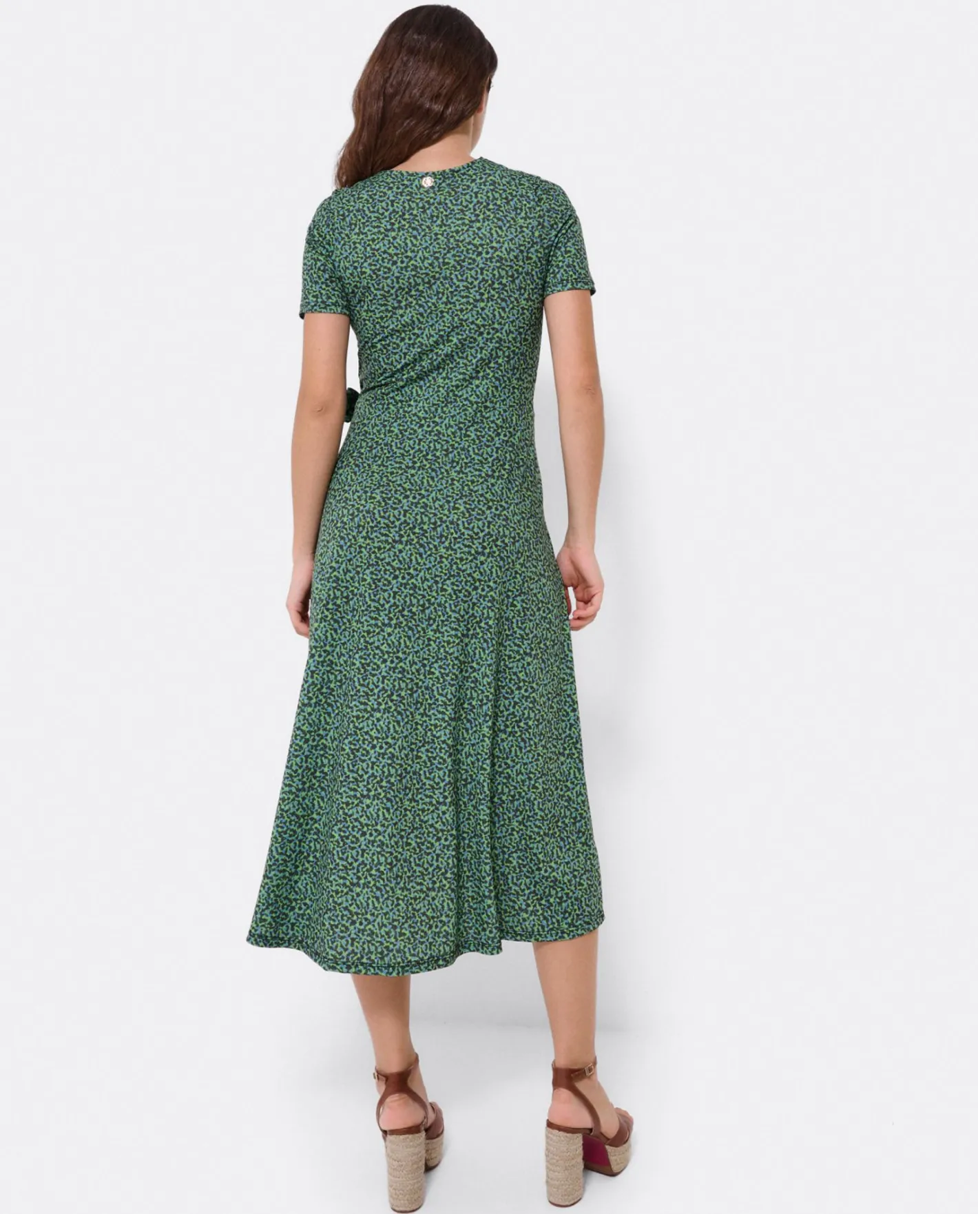 Cuplé Vestido Manga Corta Nudo Delantero Punto Leopardo^Mujer Vestidos