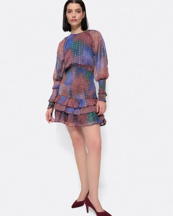 Cuplé Vestido Maxi Volante Gasa Estampado Acuarela^Mujer Vestidos