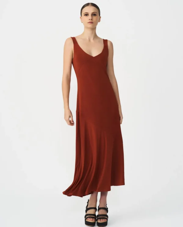 Cuplé Vestido Midi Punto Naranja^Mujer Vestidos