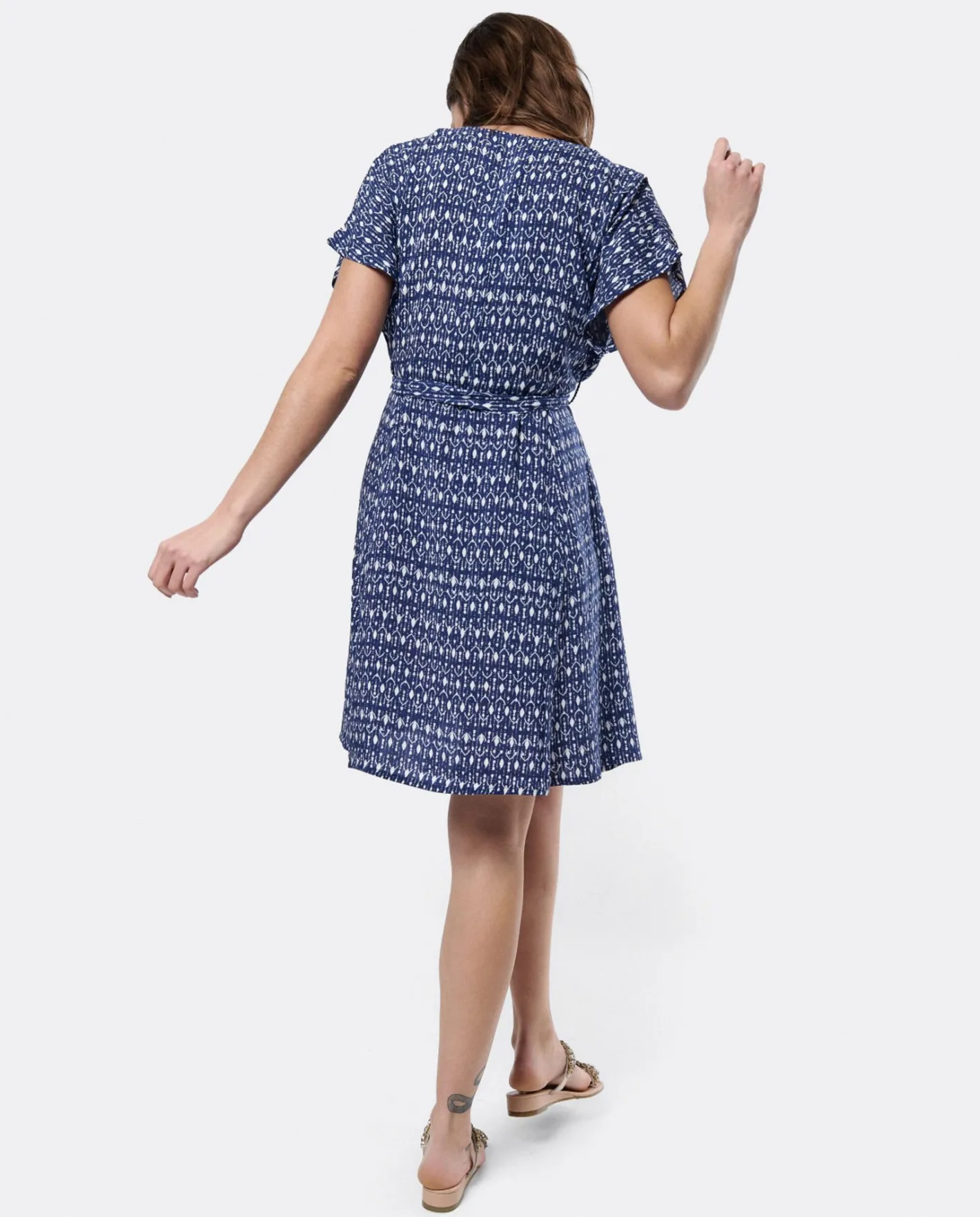 Cuplé Vestido Mini Anudado Viscosa Geometrico Azul^Mujer Vestidos