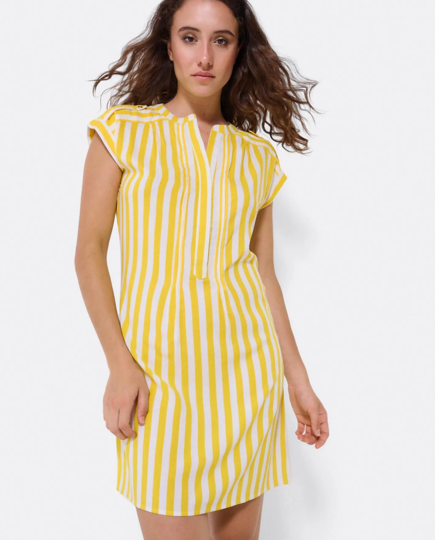 Cuplé Vestido Mini Boho Viscosa Amarillo^Mujer Vestidos