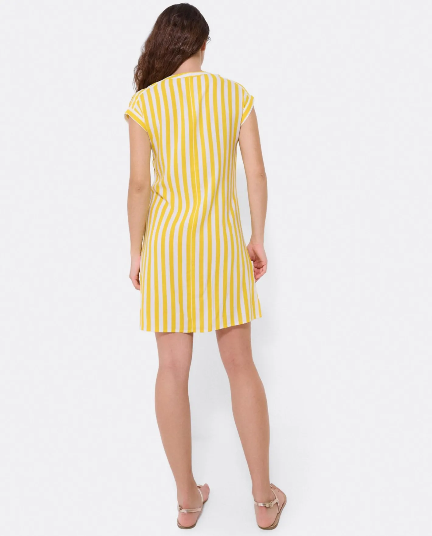 Cuplé Vestido Mini Boho Viscosa Amarillo^Mujer Vestidos