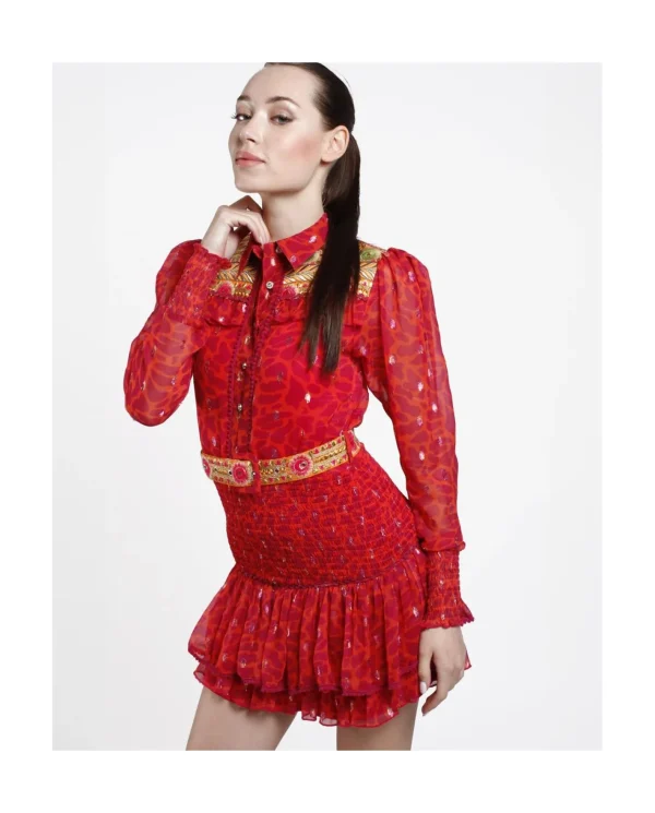 Cuplé Vestido Mini Canesu Gasa Estampado Jirafa^Mujer Vestidos