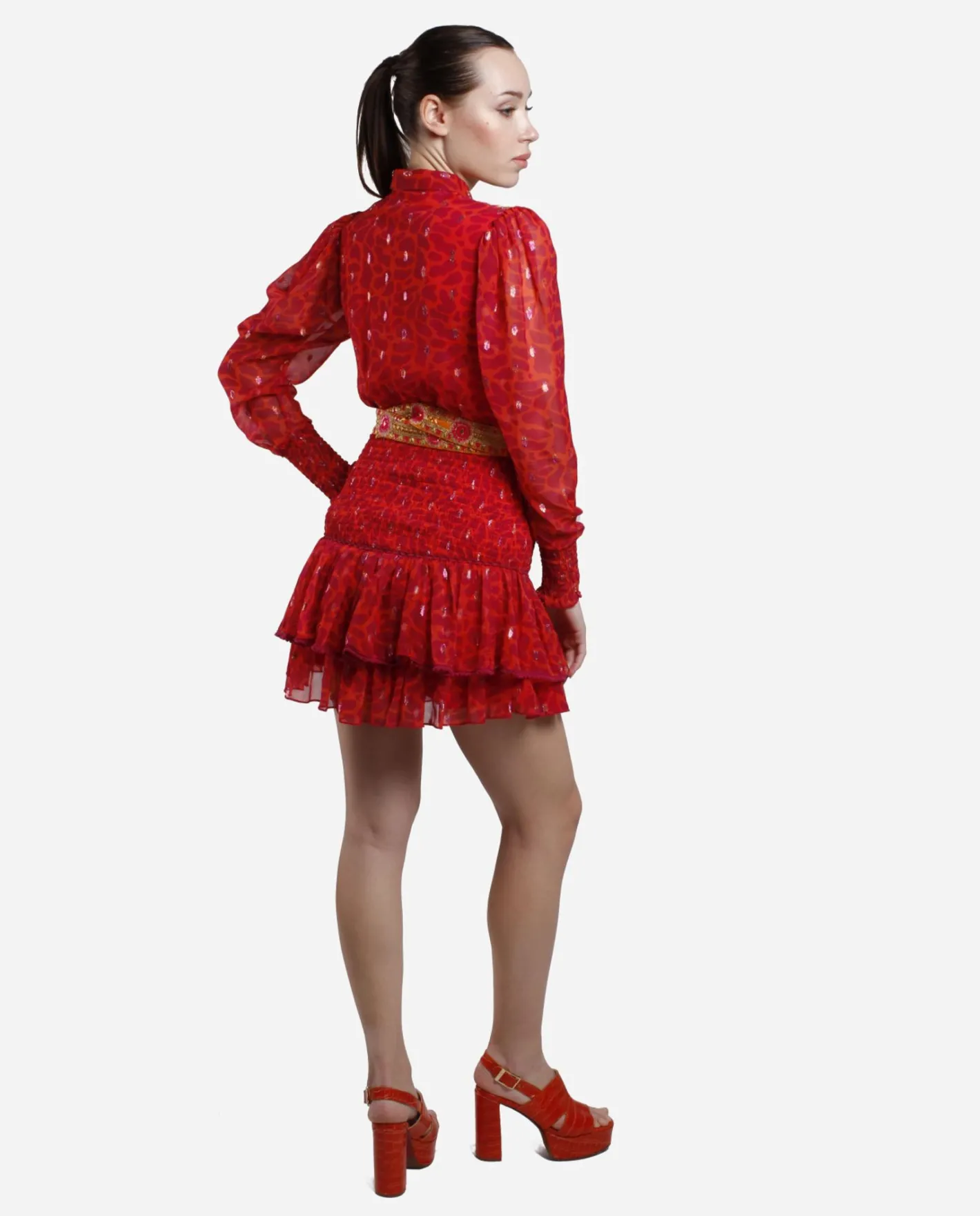 Cuplé Vestido Mini Canesu Gasa Estampado Jirafa^Mujer Vestidos