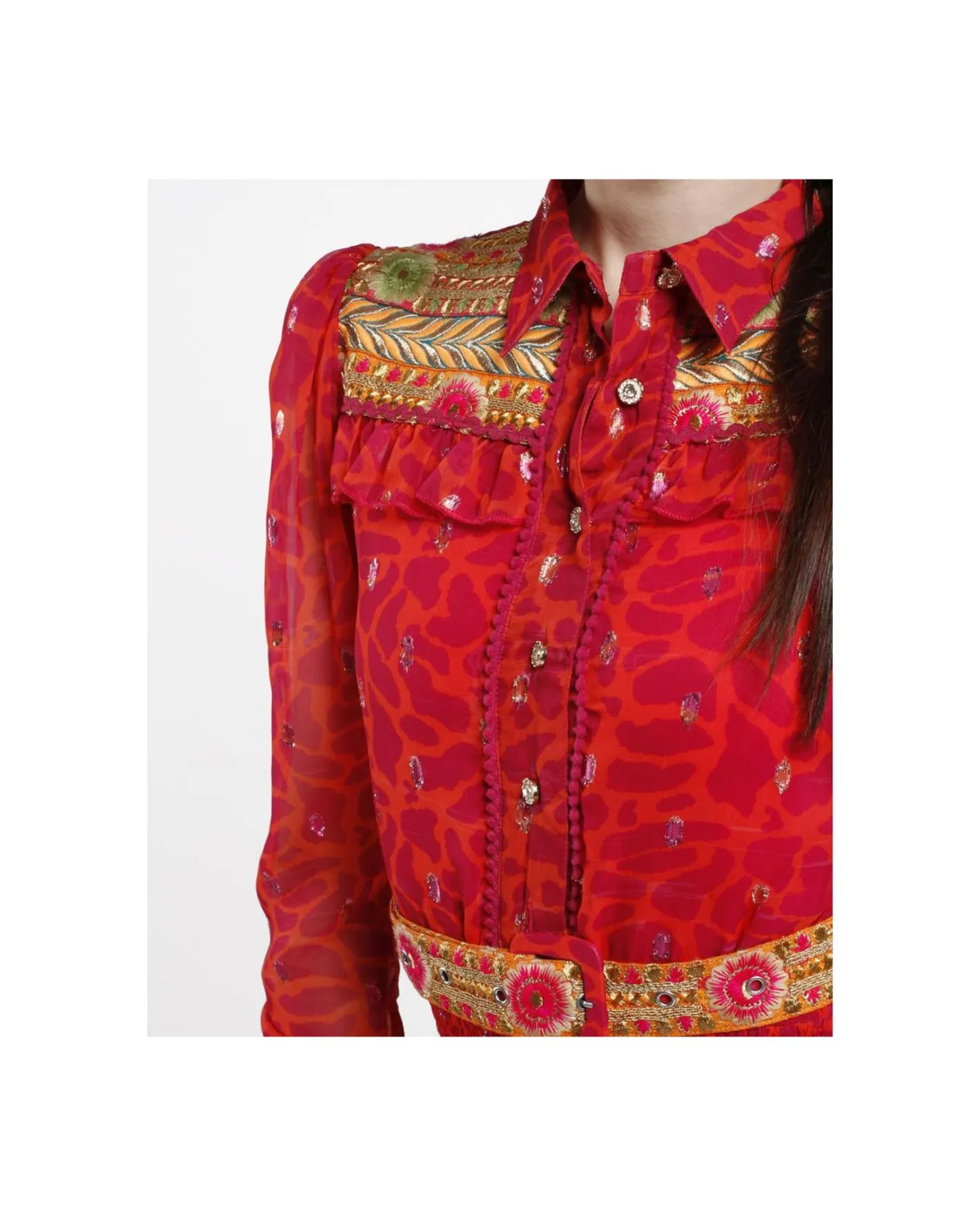 Cuplé Vestido Mini Canesu Gasa Estampado Jirafa^Mujer Vestidos