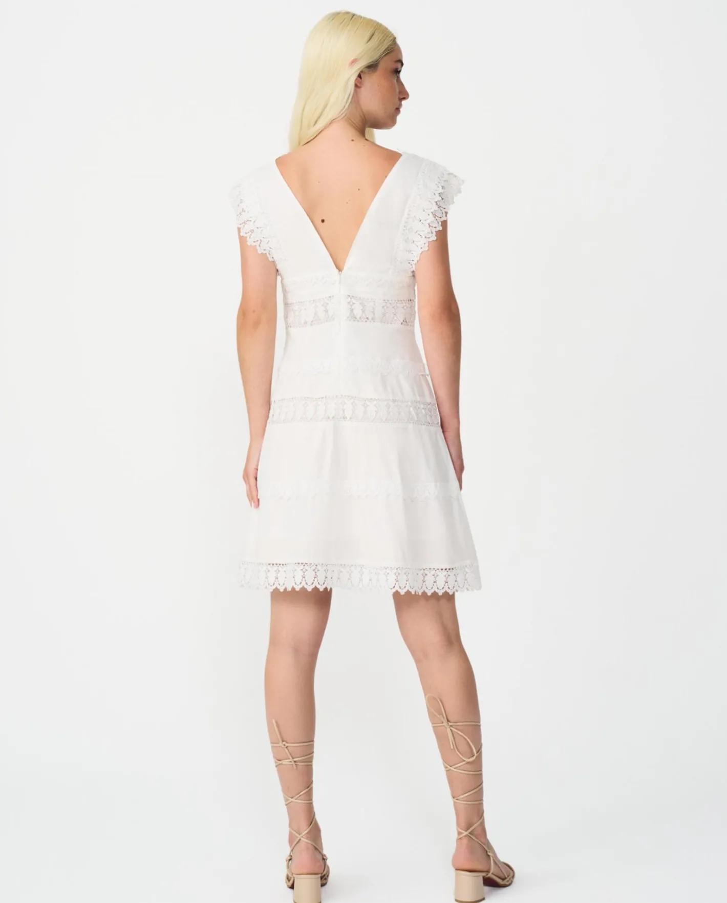 Cuplé Vestido Mini Encaje Popelin Blanco^Mujer Vestidos